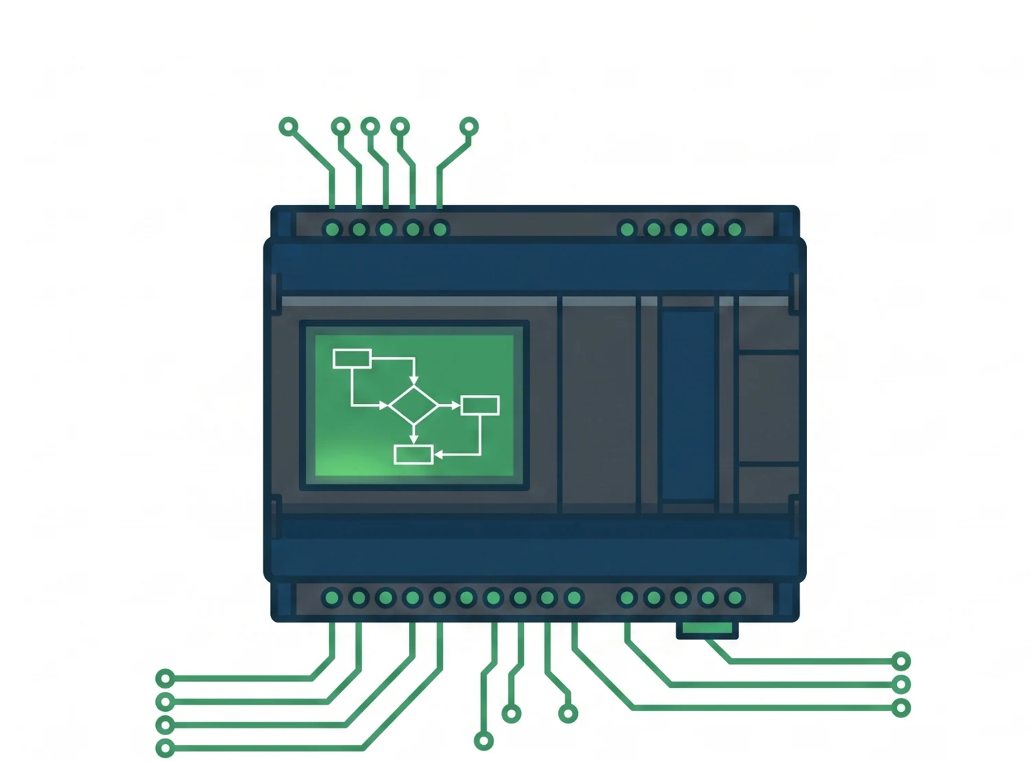 PLC industrial que ejecuta la lógica de control